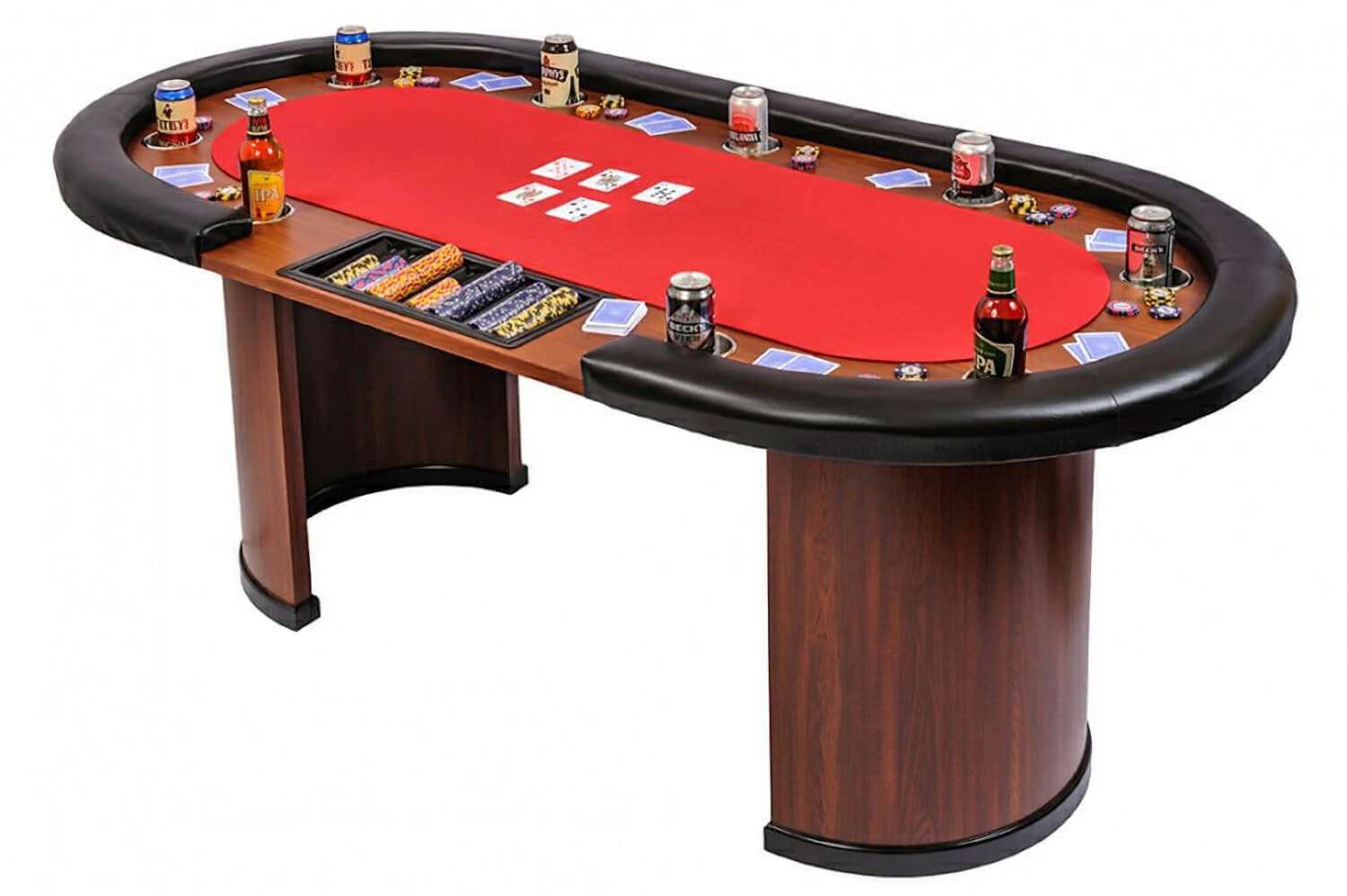 9 Person Casino Poker Table with Dealer Position Red Top (SB9RED)