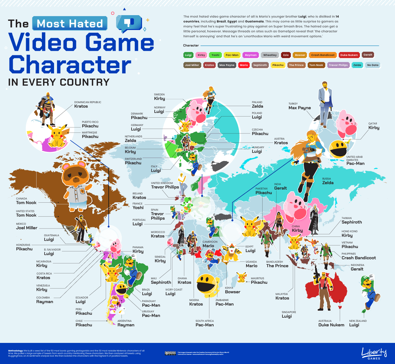 The Most Loved And Hated Video Game Characters Around The World Mapped 