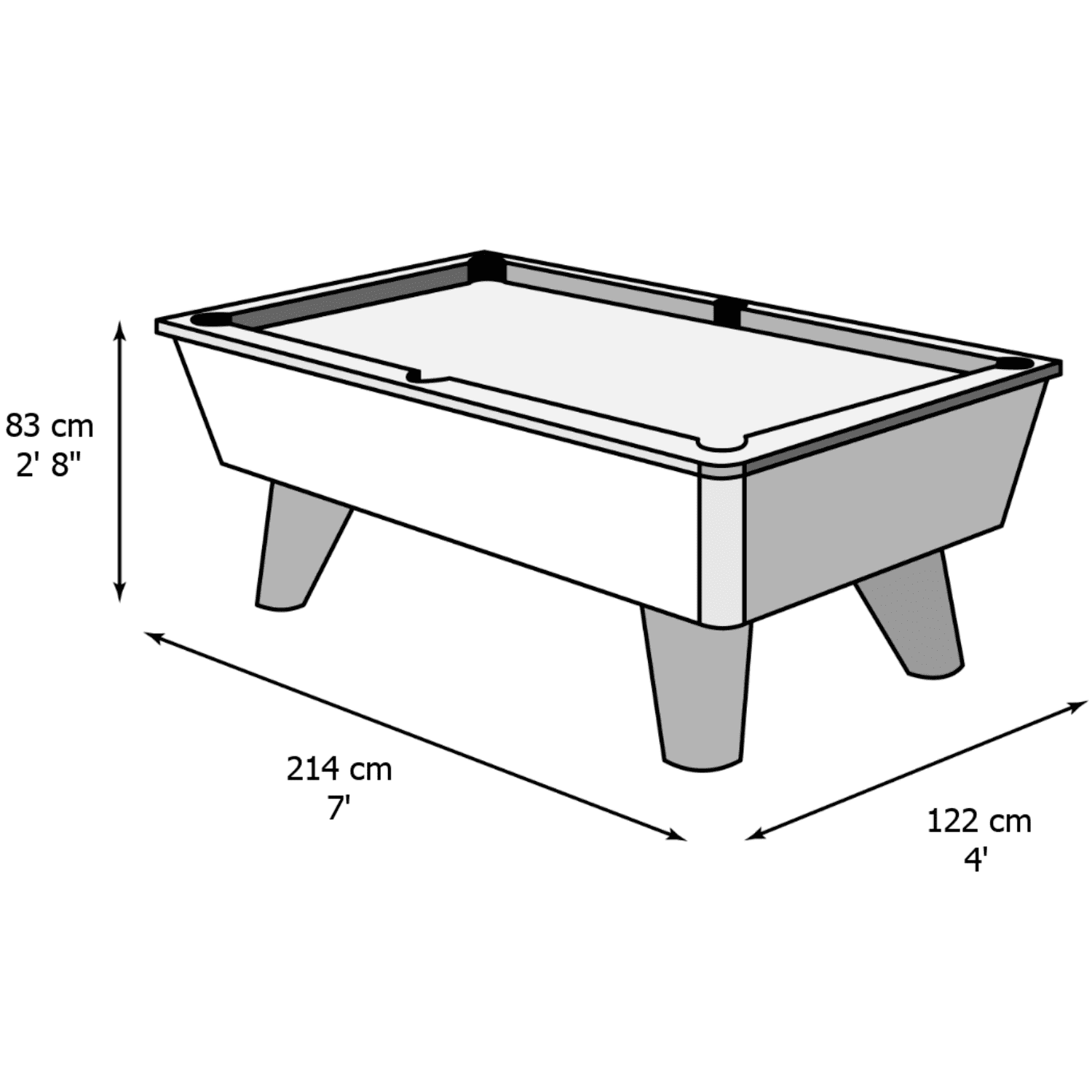 Infinity Pool Table 7 Ft Liberty Games   Infinity Slate Bed Pool Table Dimensions Combined 