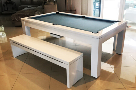 A Phoenix pool dining table with benches.
