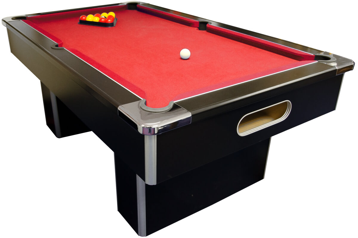 black and red pool table